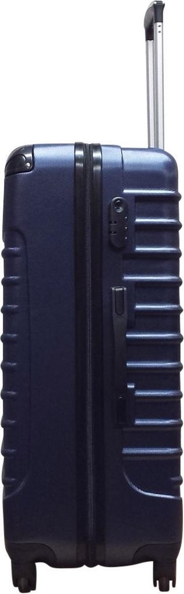 Donkerblauwe hardcase kofferset: 2 lichtgewicht reiskoffers, perfect voor vakantie of zakenreis.