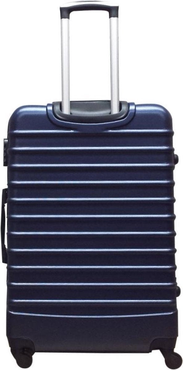 Glanzende donkerblauwe ABS hardcase kofferset, 2 trolleys voor zorgeloos reizen en vervoer.