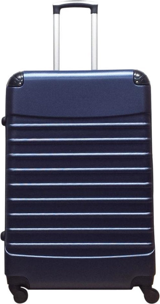Complete donkerblauwe hardcase reiskoffer set, lichtgewicht en makkelijk mee te nemen als bagage.