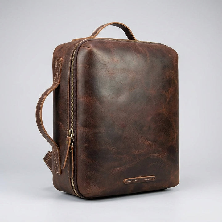 Premium Crazy Horse leren rugzak Lockfield. Unisex laptoptas met anti-diefstal vak, perfect voor reizen en dagelijks gebruik.