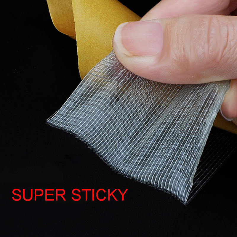 Dubbelzijdig zwaargewicht reparatietape, robuust, voor sterke hechting op tapijten en decoraties, waterbestendig, hoge kleefkracht.