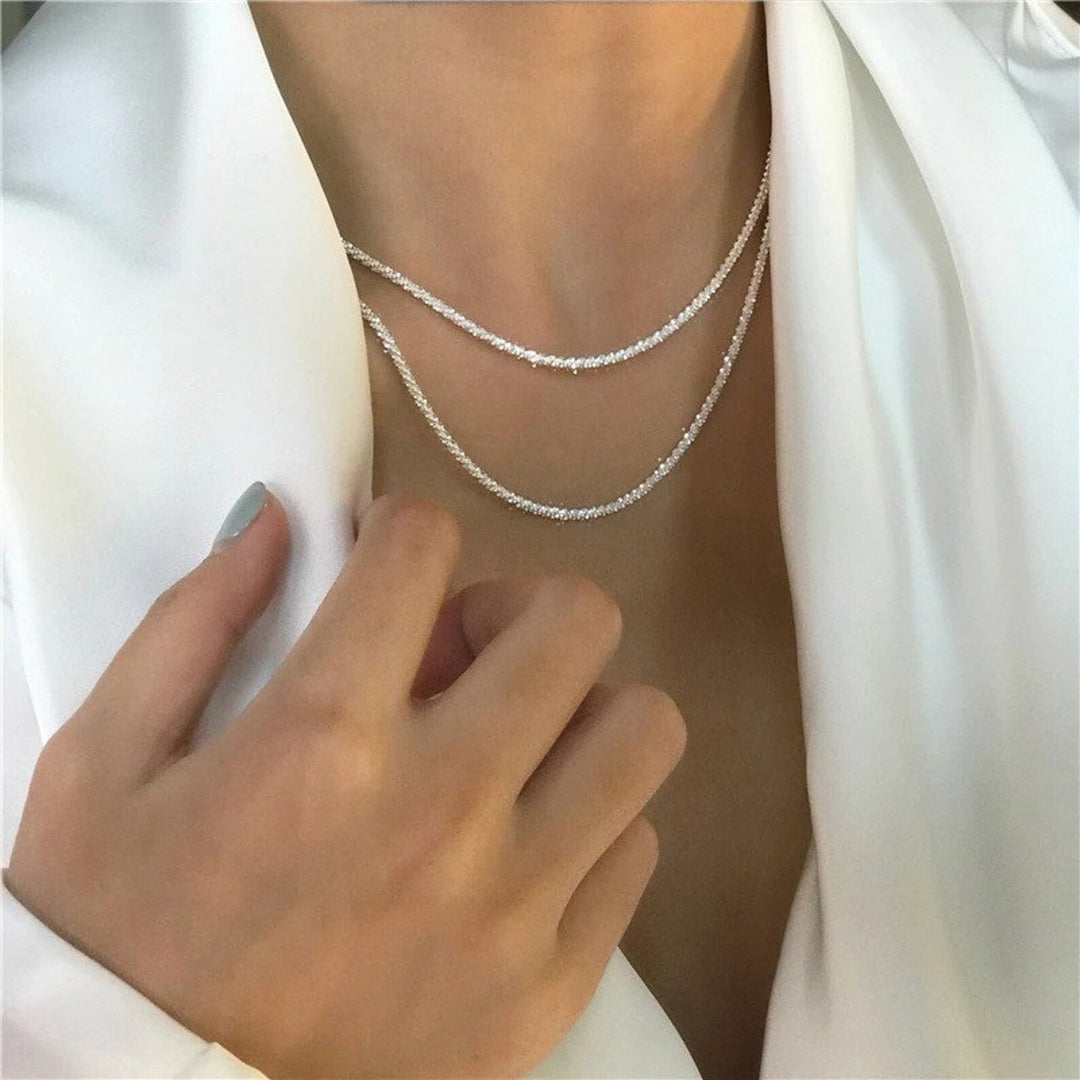 Dubbele halsketting van 925 zilver met stralend sterrenlichtontwerp voor een elegante look, ideaal voor elke gelegenheid.