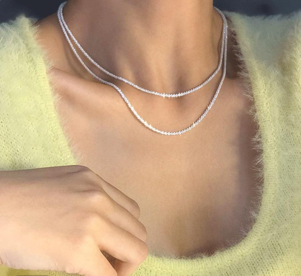 Dubbele halsketting van 925 zilver met stralend sterrenlichtontwerp voor een elegante look, ideaal voor elke gelegenheid.