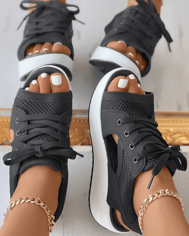 Comfortabele dames sandalen met vetersluiting