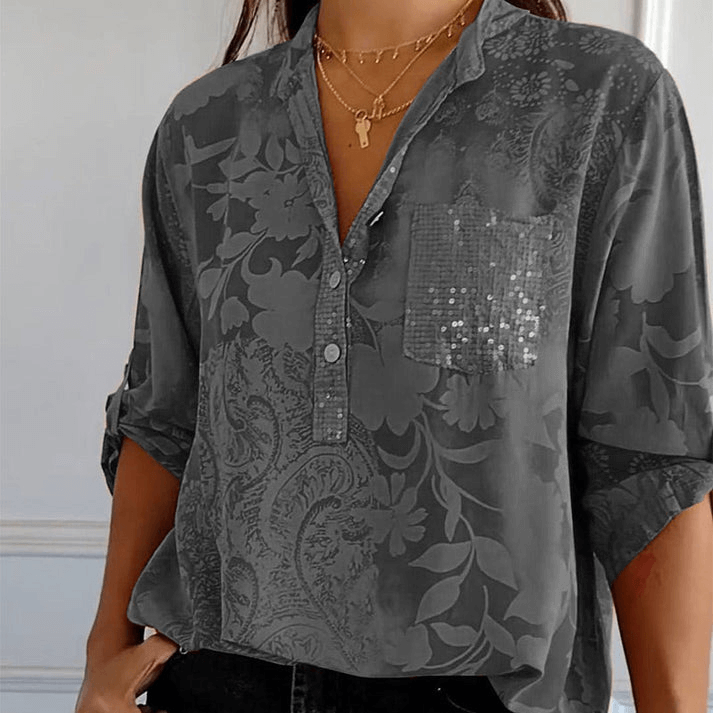 Casual Damesblouse met Print en Kentkraag