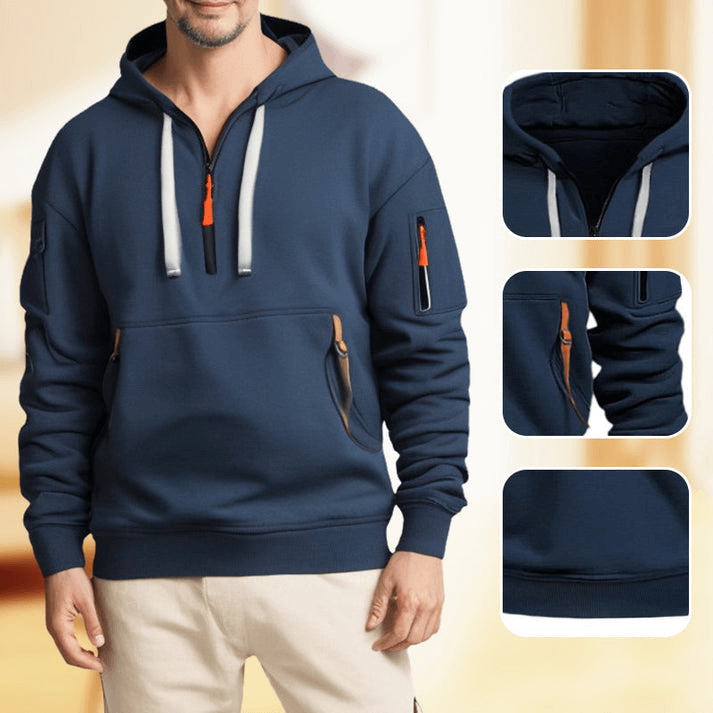 Heren Hoodie met Halve Rits