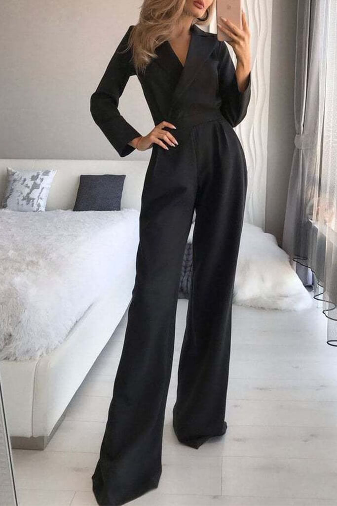 Dames jumpsuit met reverskraag