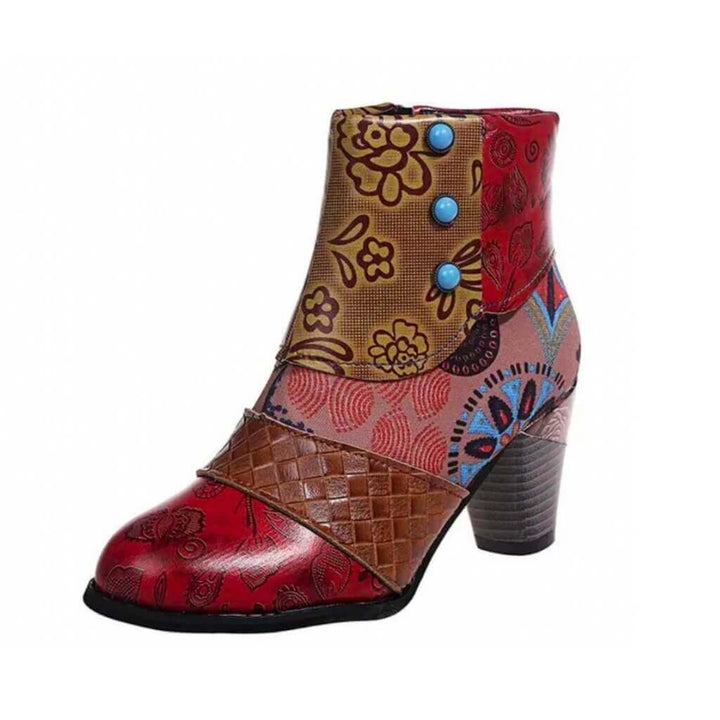 Dames waterdichte retro laarzen met etnisch design