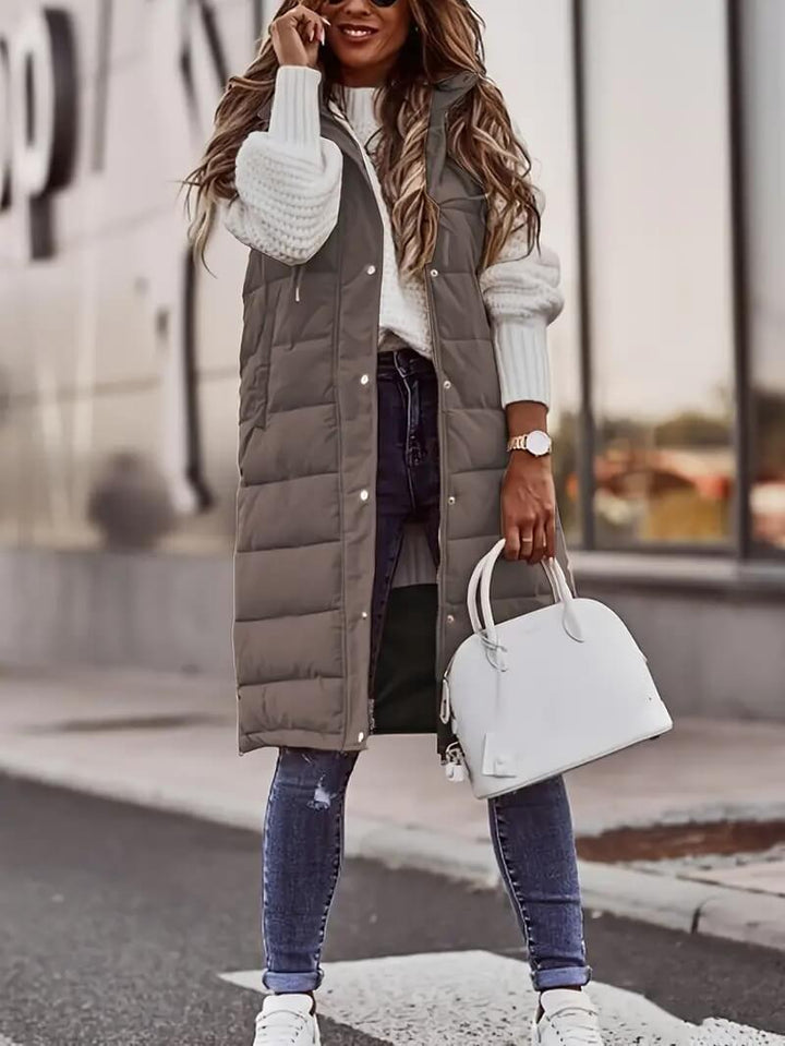 Dames mouwloze mantel met capuchon