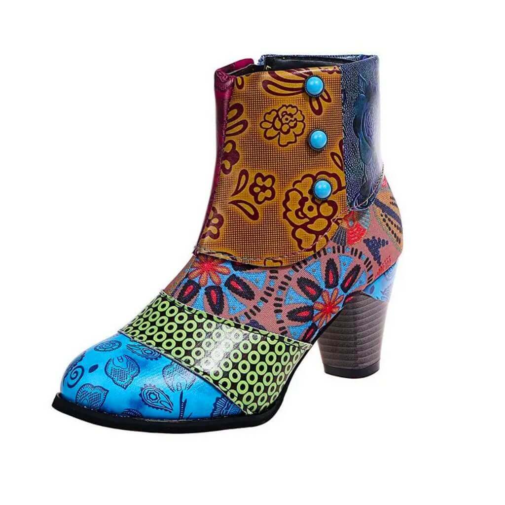 Dames waterdichte retro laarzen met etnisch design
