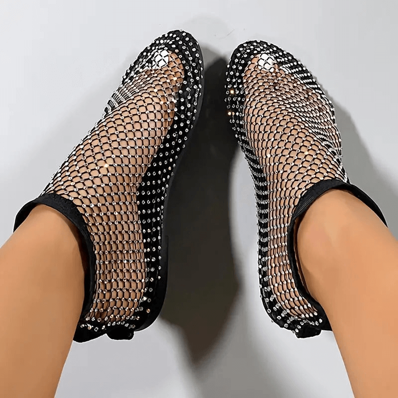 Dames sandalen met strass en mesh