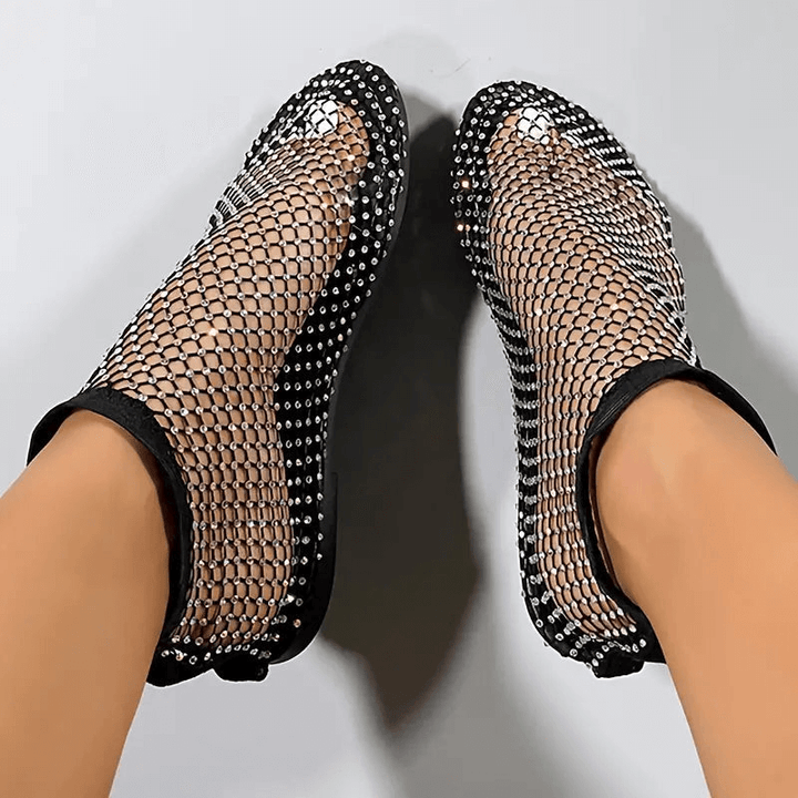 Dames sandalen met strass en mesh