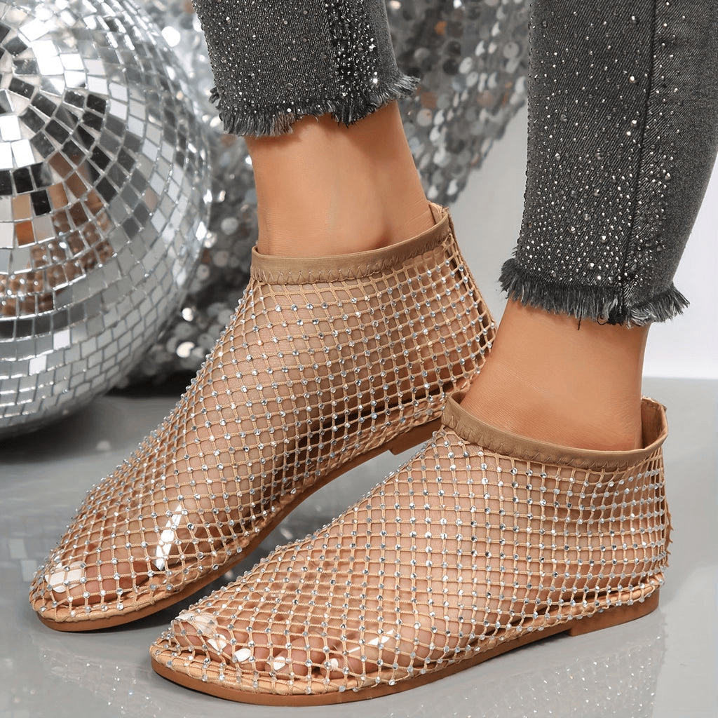 Dames sandalen met strass en mesh