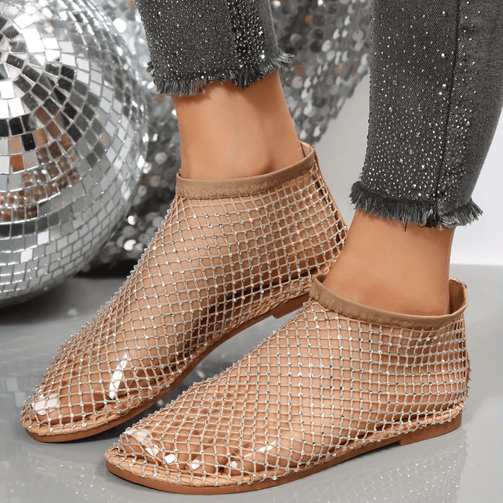 Dames sandalen met strass en mesh