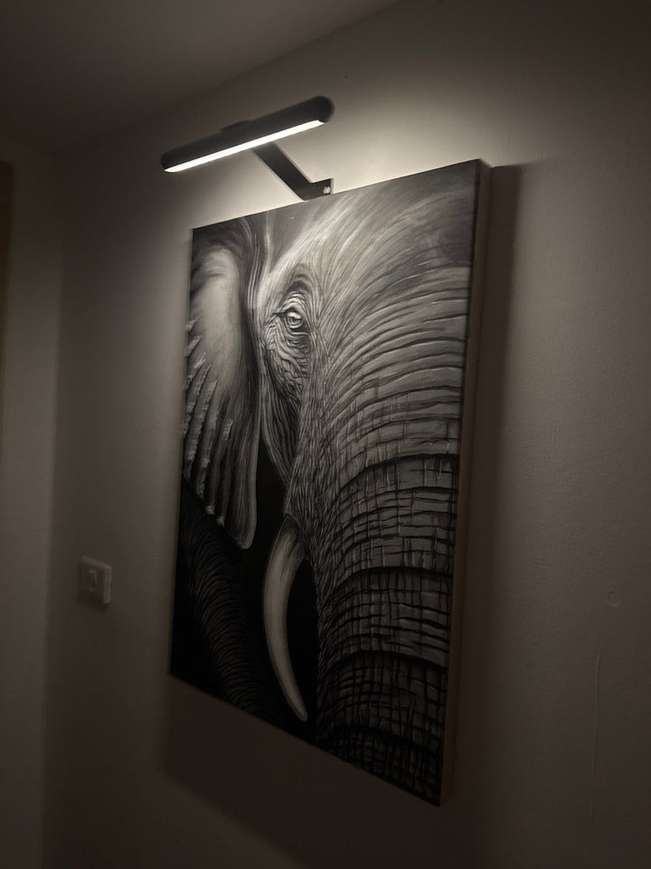 Moderne draadloze wandlamp voor schilderijen, perfecte LED kunstverlichting voor sfeervol interieur in de woonkamer.