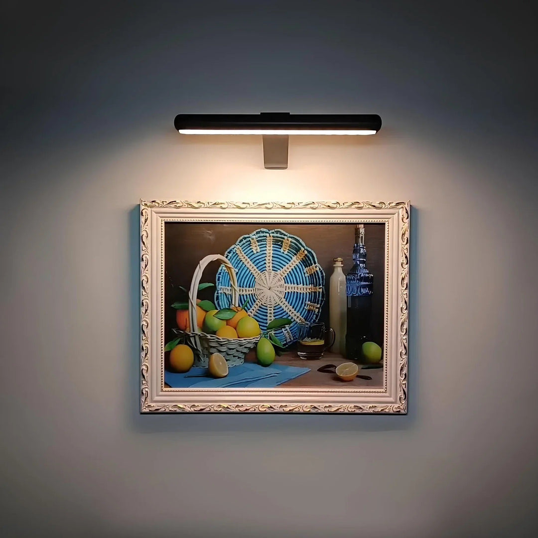 Flexibele draadloze LED schilderijlamp, dimbaar met afstandsbediening, accentueert kunst en wanddecoratie.