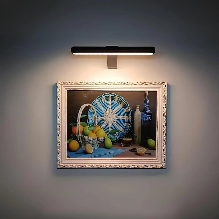 Flexibele draadloze LED schilderijlamp, dimbaar met afstandsbediening, accentueert kunst en wanddecoratie.