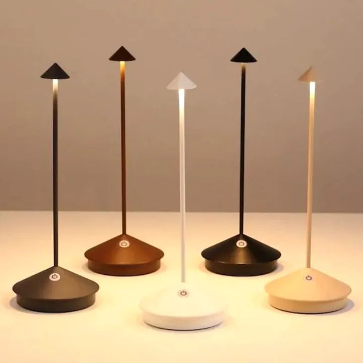 Draagbare oplaadbare LED tafellamp, sfeervolle verlichting voor binnen en terras.