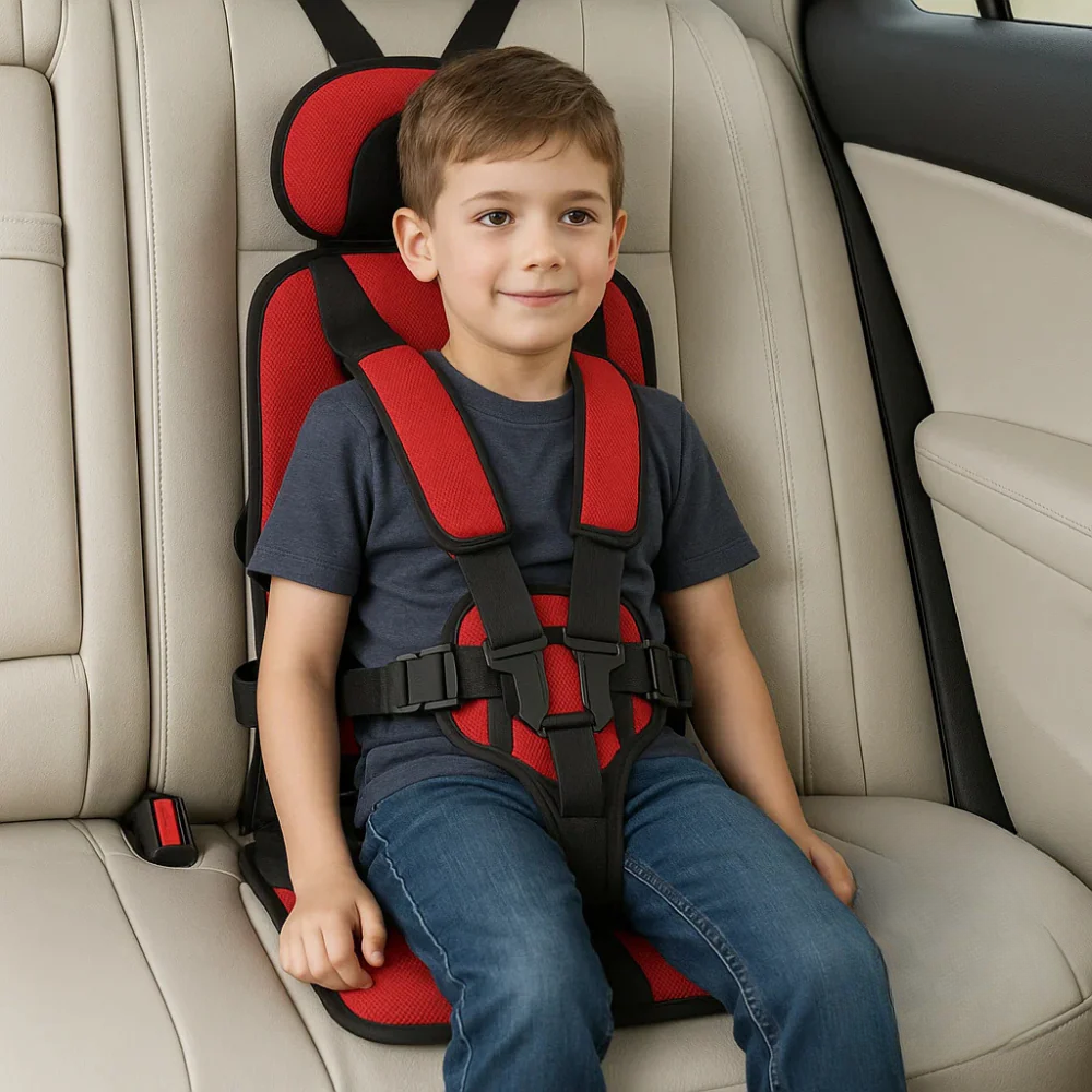 Veilig kinderautostoeltje met 5-puntsgordel. Comfortabel en essentieel voor de veiligheid van je kind in de auto.