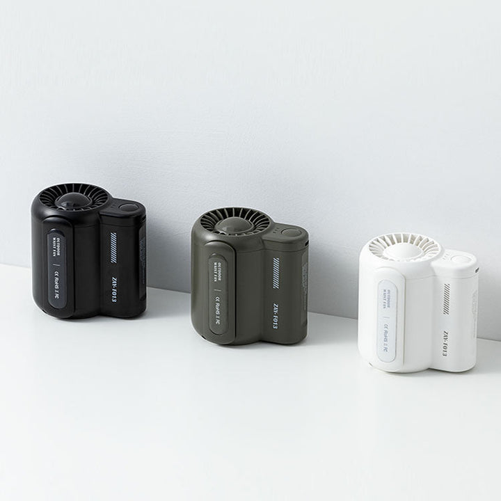 Handsfree draagbare ventilator met sterke clip, ideaal voor onderweg. Geniet van continue frisse lucht.