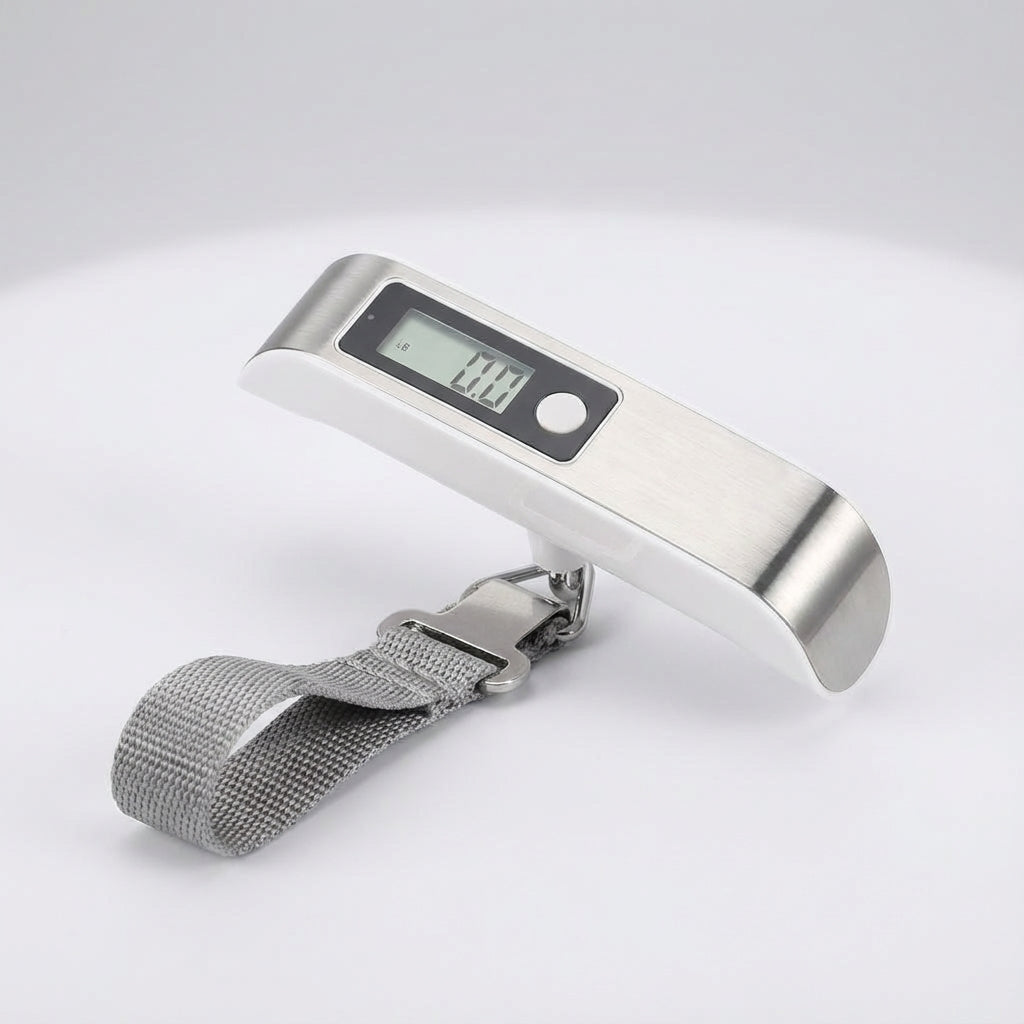 TravelWeigh bagageweegschaal met helder LCD scherm, essentieel voor een zorgeloze vliegreis.