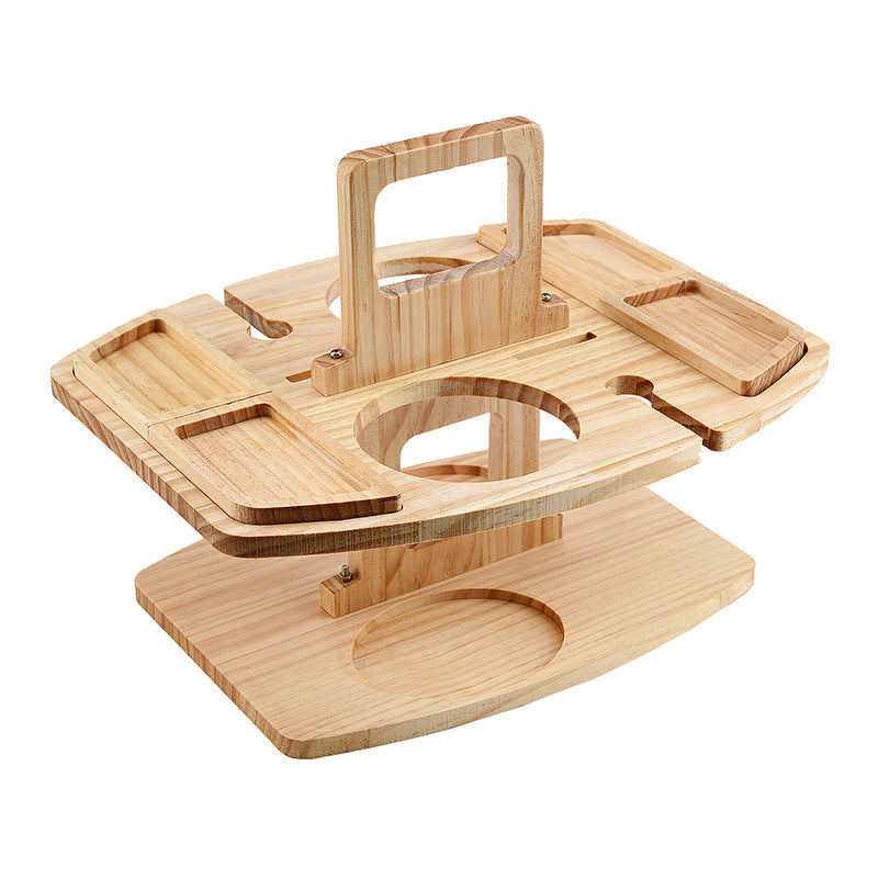 Compacte opvouwbare houten picknicktafel voor wijn en hapjes. Perfect voor festival, tuin of strand.