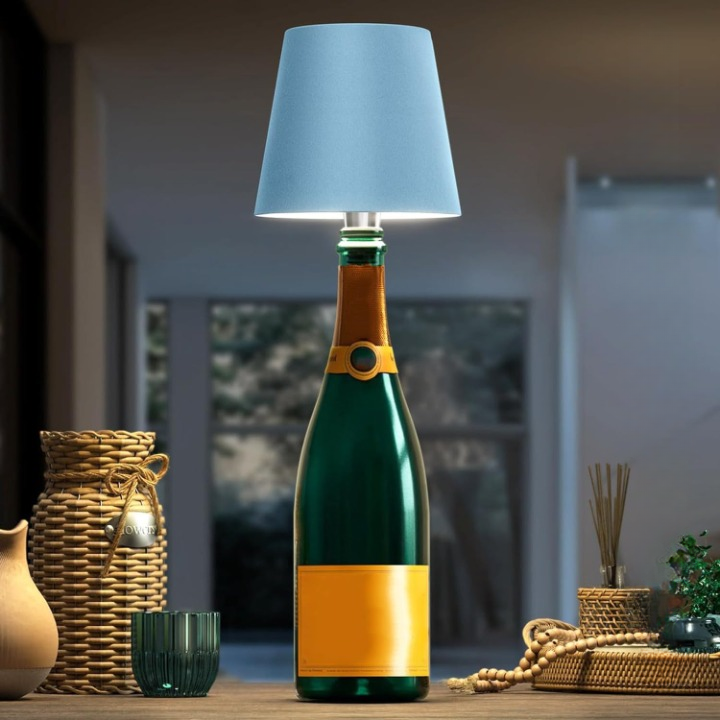 Draagbare LED fleslamp met touch bediening, dimbaar sfeerlicht voor binnen & buiten.