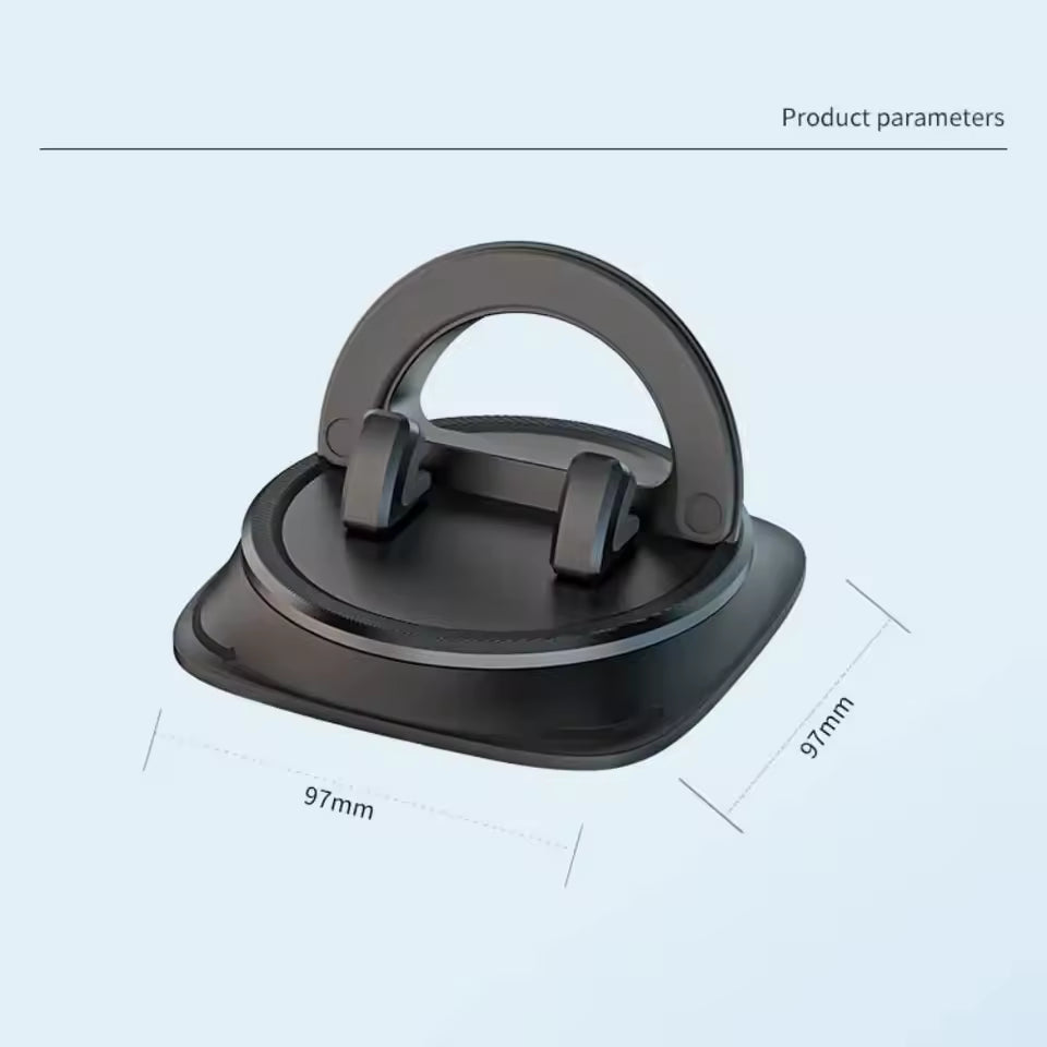 Compacte draaibare telefoonhouder, eenvoudig te plaatsen in auto, 360 graden verstelling voor gemakkelijke toegang.