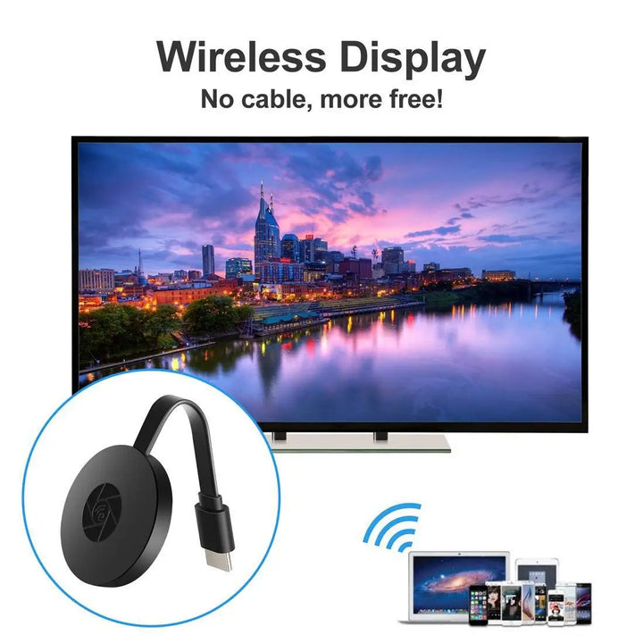 Draadloze TV-stick, compact, streamt in 1080P van pc of smartphone naar groot scherm, ideaal voor reizen.