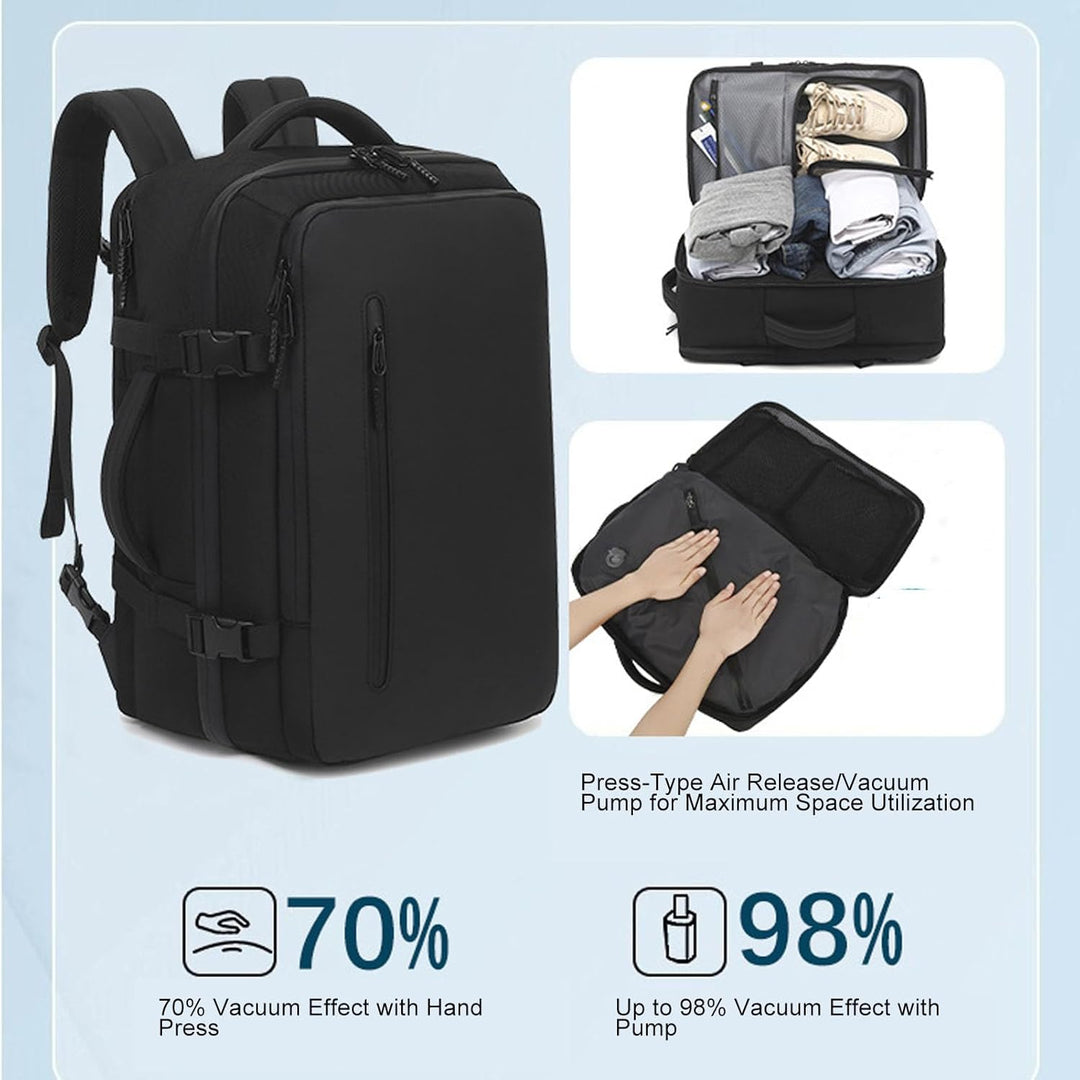 Dravion 56-75L reisrugzak met vacuümcompressie. Praktische uitbreidbare bagage voor al je spullen.