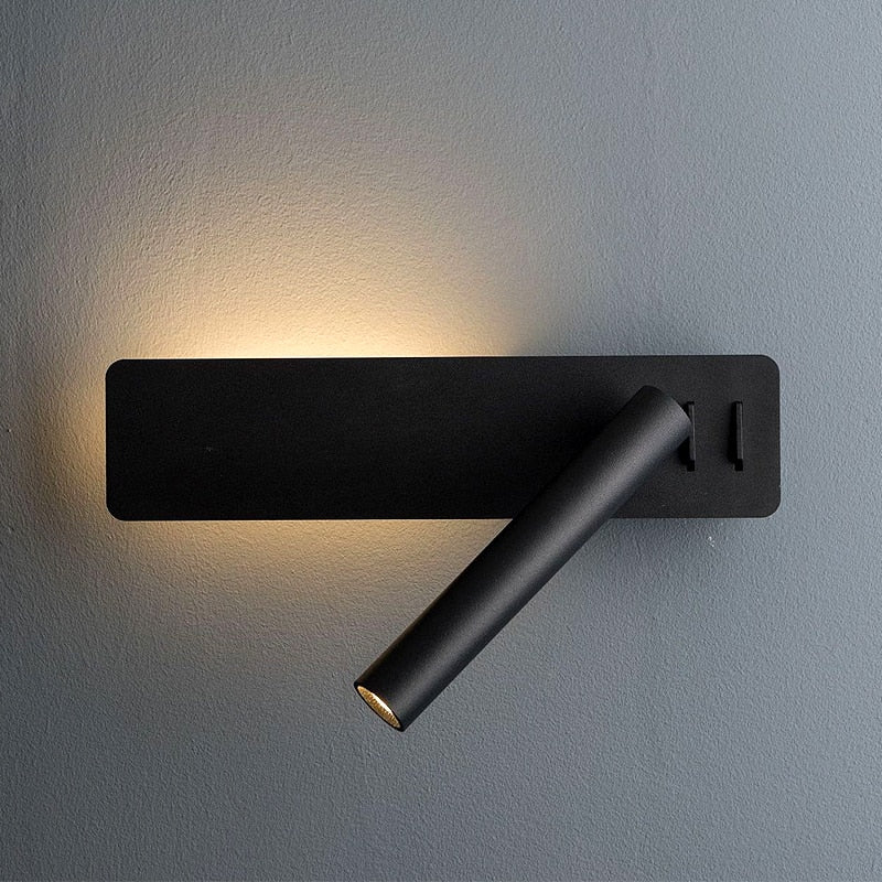 Draaibare LED leeswandlamp: Modern, verstelbare helderheid; ideaal voor slaapkamer, minimalistisch design, flexibel inzetbaar