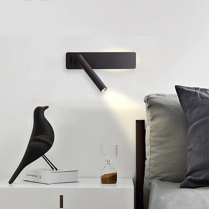 Draaibare LED leeswandlamp: Modern, verstelbare helderheid; ideaal voor slaapkamer, minimalistisch design, flexibel inzetbaar
