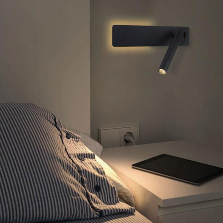 Draaibare LED leeswandlamp: Modern, verstelbare helderheid; ideaal voor slaapkamer, minimalistisch design, flexibel inzetbaar
