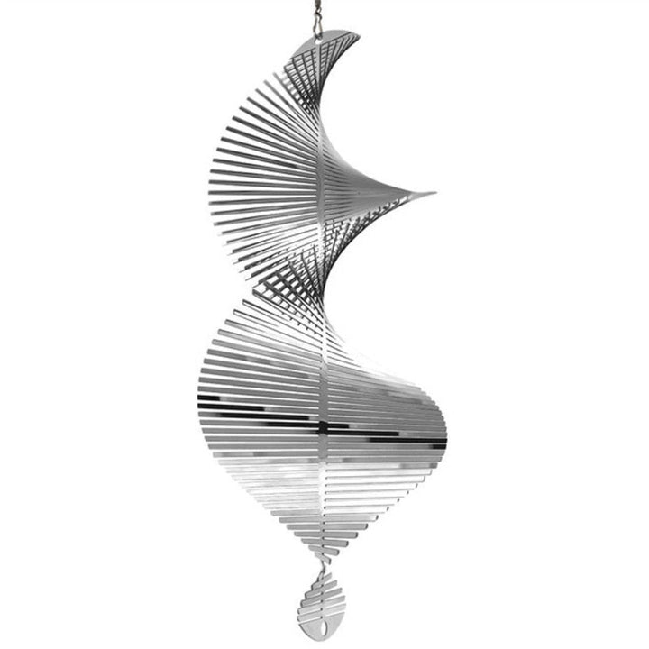 Zilveren metalen draaibaar windgong, Scandinavisch design, spiraalhanger draait in de wind, tuindecoratie