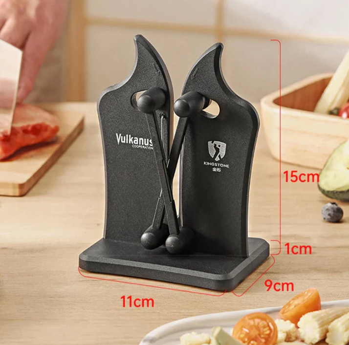 Drievoudige messenslijper, ergonomisch, antislip, driedelig slijpsysteem voor keukenmessen, verbetert de bladscherpte