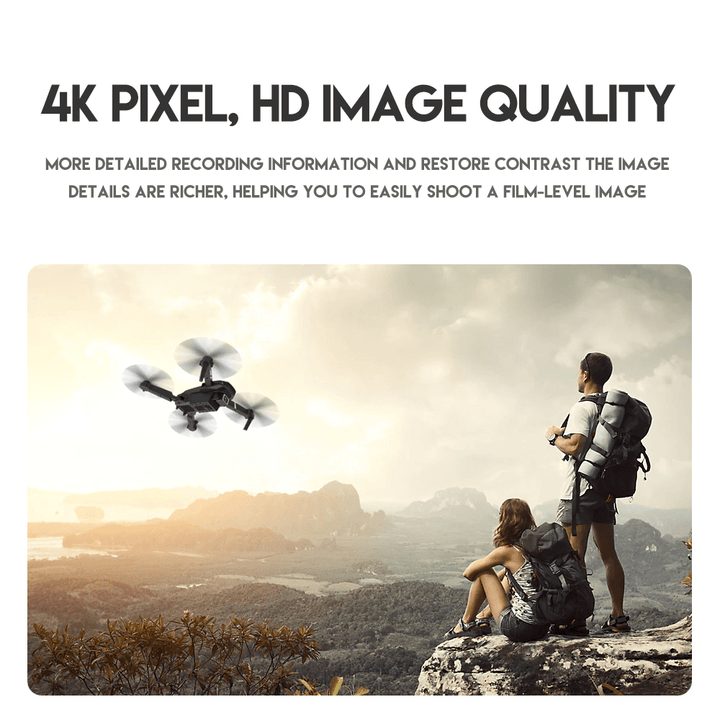 Drone X Pro 2024 in de lucht, 4K HD camera, duurzaam, GPS-navigatie, geschikt voor luchtopnames en avontuur