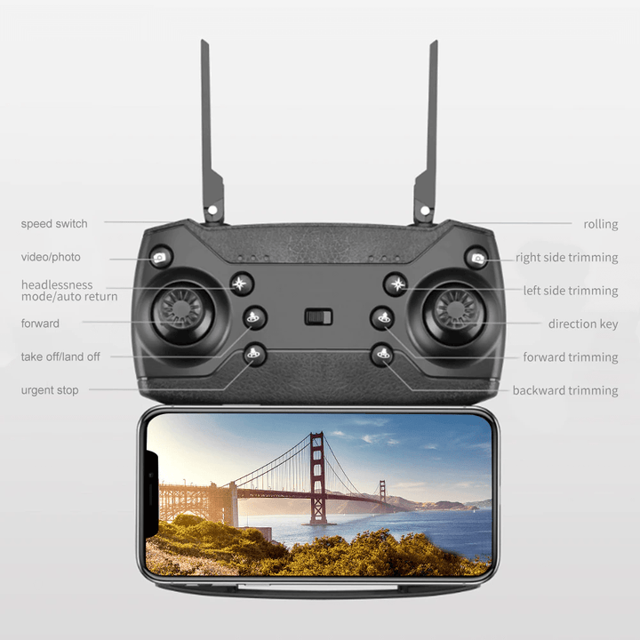 Drone X Pro 2024 in de lucht, 4K HD camera, duurzaam, GPS-navigatie, geschikt voor luchtopnames en avontuur