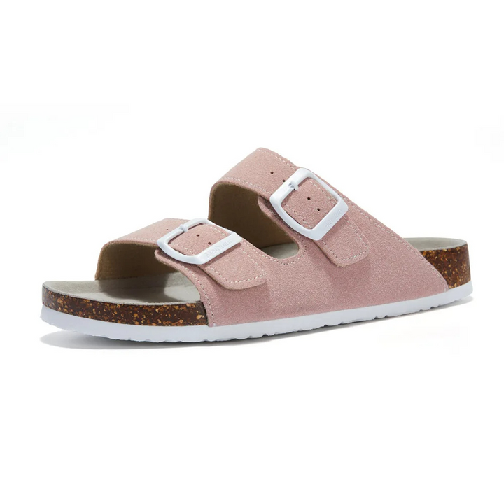 Donkerbruine orthopedische kurksandalen, ergonomisch en comfortabel voor optimale voetondersteuning.