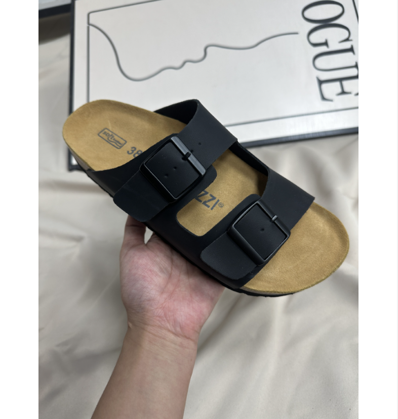 Donkerbruine orthopedische kurksandalen, ergonomisch en comfortabel voor optimale voetondersteuning.