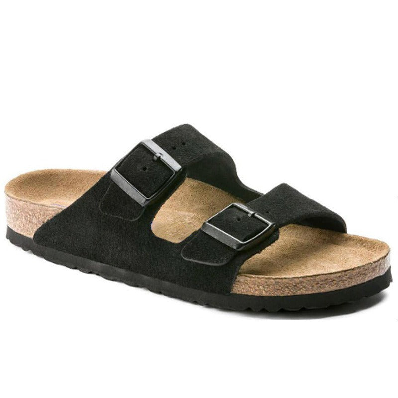 Donkerbruine orthopedische kurksandalen, ergonomisch en comfortabel voor optimale voetondersteuning.