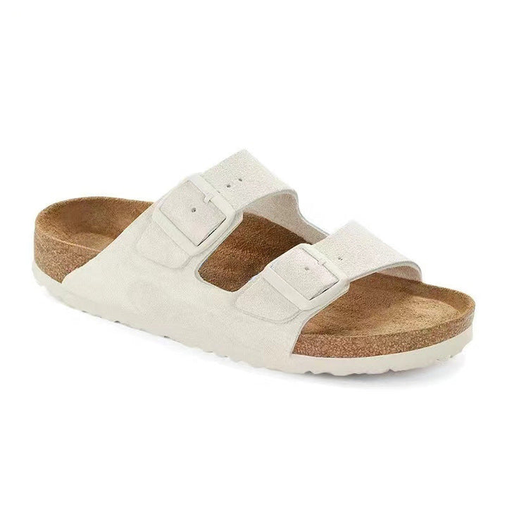 Donkerbruine orthopedische kurksandalen, ergonomisch en comfortabel voor optimale voetondersteuning.