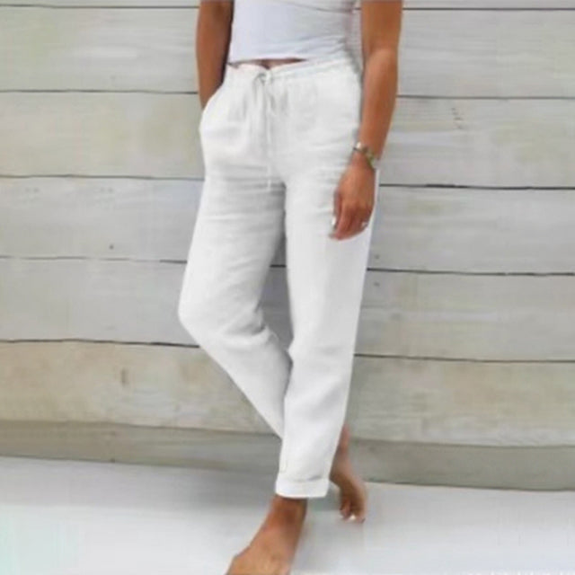 Veelzijdige dames linnen broek, comfortabel en lichtgewicht voor elke zomerse gelegenheid.