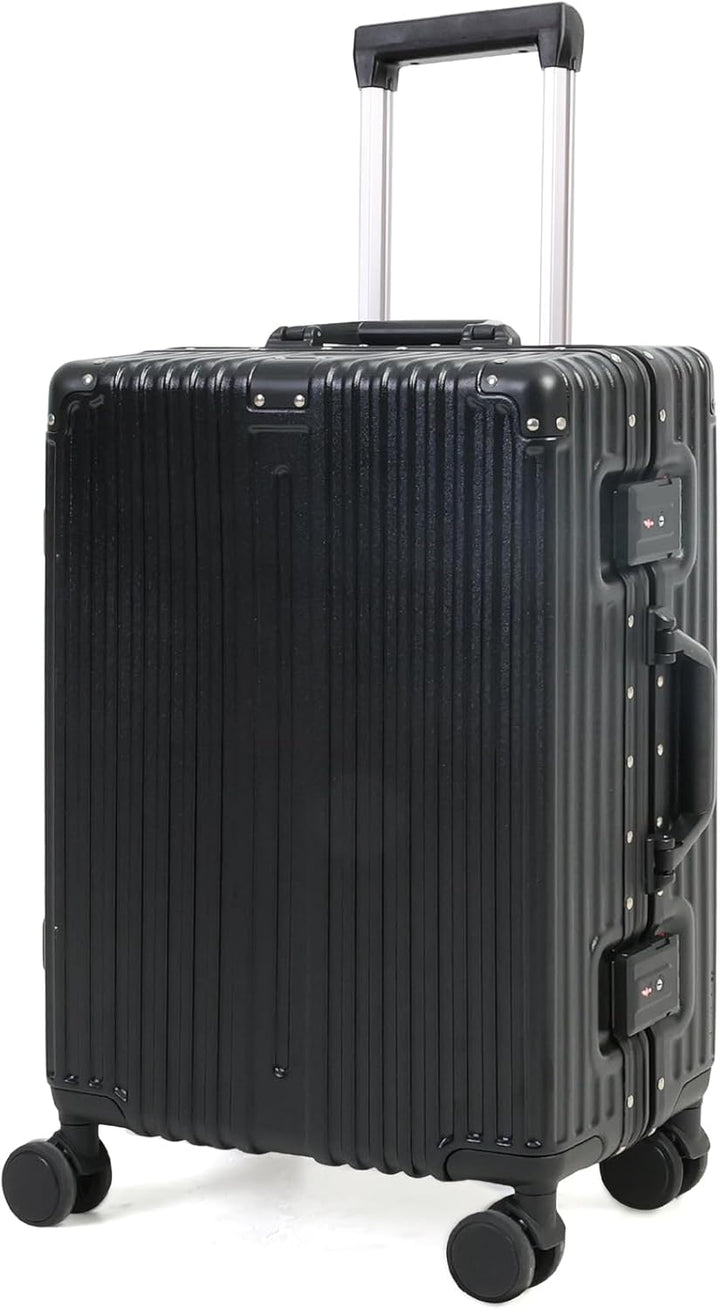 Duurzame handbagagekoffer met stevig aluminium frame, TSA-slot en geruisloze dubbele wielen voor comfortabel reizen.