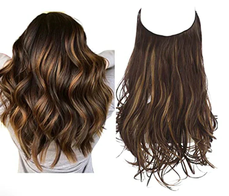 Een selectie haar extensions in diverse kleuren, variërend van bruin- en ashblonde tinten tot donkerbruin en goud, met lengtes tussen 35 en 45 cm, die een luxe en authentieke stijl voor vrouwen bieden.