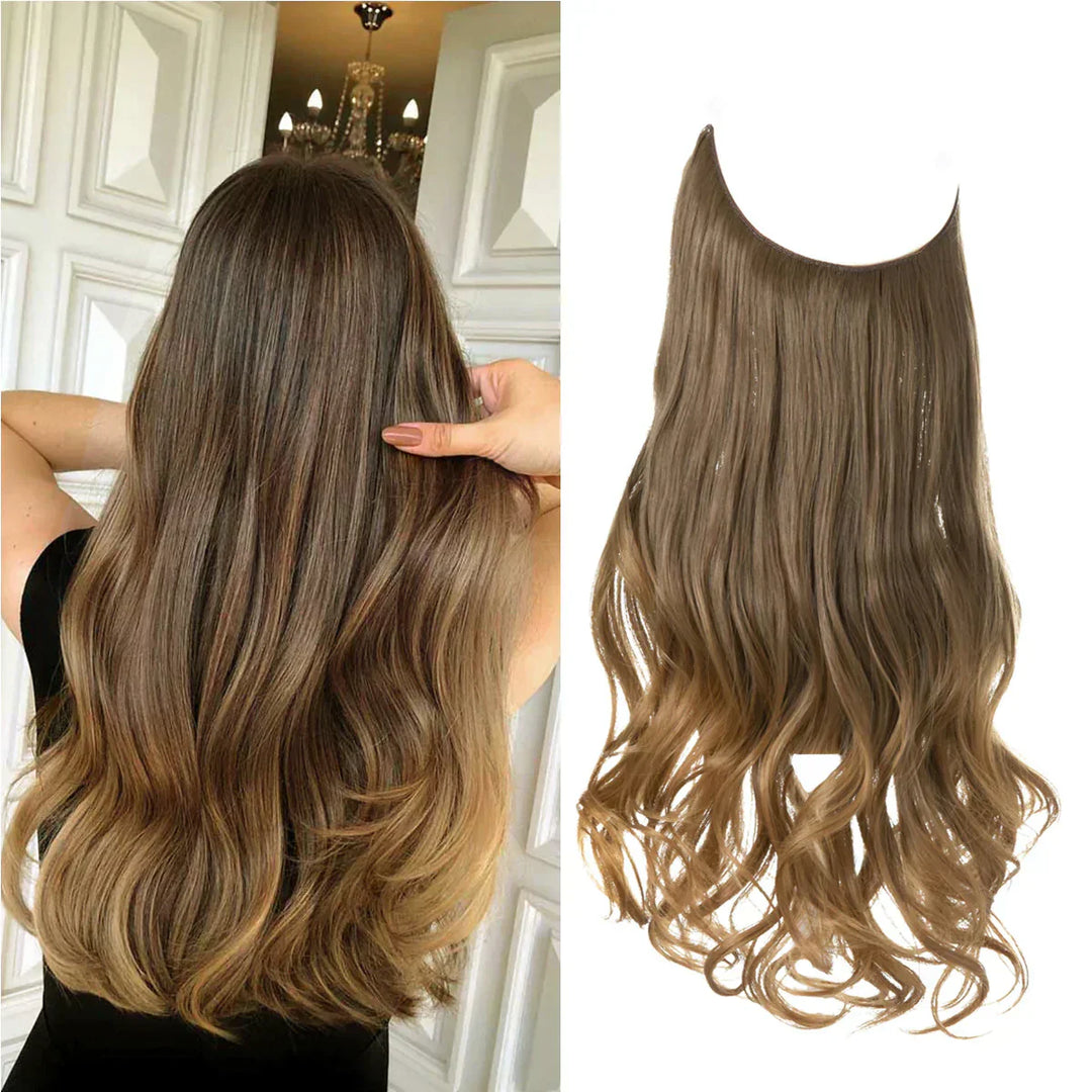 Een selectie haar extensions in diverse kleuren, variërend van bruin- en ashblonde tinten tot donkerbruin en goud, met lengtes tussen 35 en 45 cm, die een luxe en authentieke stijl voor vrouwen bieden.