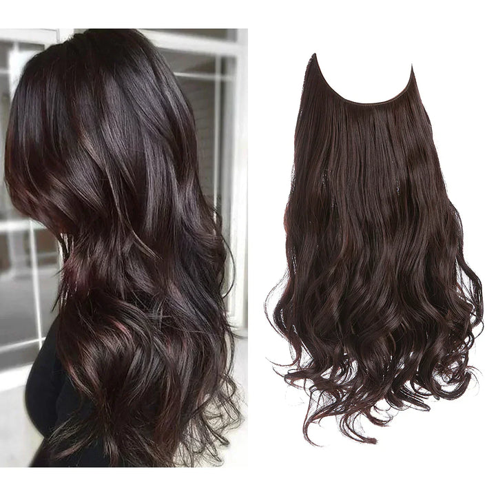 Een selectie haar extensions in diverse kleuren, variërend van bruin- en ashblonde tinten tot donkerbruin en goud, met lengtes tussen 35 en 45 cm, die een luxe en authentieke stijl voor vrouwen bieden.
