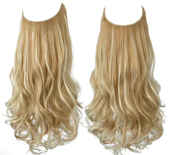Een selectie haar extensions in diverse kleuren, variërend van bruin- en ashblonde tinten tot donkerbruin en goud, met lengtes tussen 35 en 45 cm, die een luxe en authentieke stijl voor vrouwen bieden.