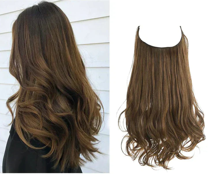 Een selectie haar extensions in diverse kleuren, variërend van bruin- en ashblonde tinten tot donkerbruin en goud, met lengtes tussen 35 en 45 cm, die een luxe en authentieke stijl voor vrouwen bieden.