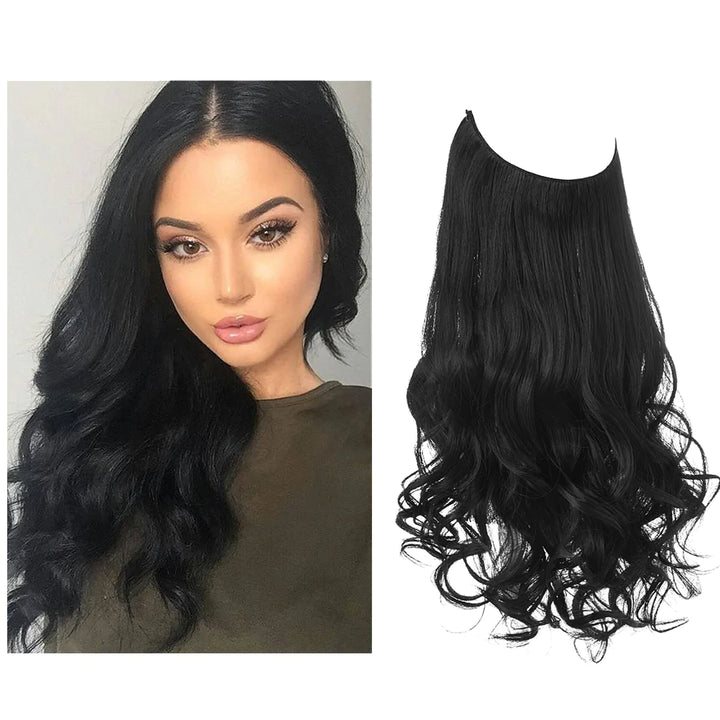 Close-up van verschillende stijlen haar extensions in diverse kleuren, variërend van bruin- en ashblonde tinten tot donkerbruin en goud, met lengtes tussen 35 en 45 cm, die een luxe en authentieke stijl voor vrouwen bieden.