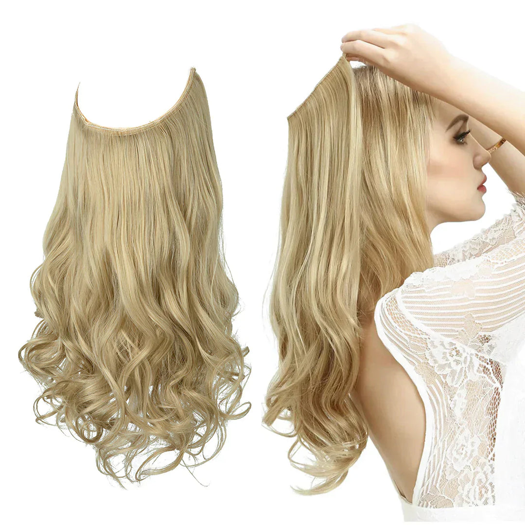 "Echthaar Extensions in natürlichen Braun- und Blondtönen, 35-45cm, bieten luxuriösen, authentischen Stil für Frauen."